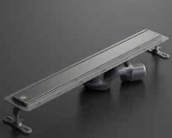Lineare Edelstahl-Duschrinne für bodengleiche Dusche 60 cm x 6,5 - 61 l/min schwarz gebürstet