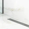 Lineare Edelstahl-Duschrinne für bodengleiche Dusche 60 cm x 6,5 - 61 l/min schwarzer spiegel