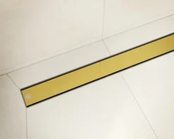 Lineare Edelstahl-Duschrinne für bodengleiche Dusche 60 cm x 6,5 - 61 l/min goldener spiegel