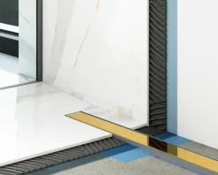 Lineare Edelstahl-Duschrinne für bodengleiche Dusche 60 cm x 6,5 - 61 l/min goldener spiegel