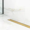 Lineare Edelstahl-Duschrinne für bodengleiche Dusche 40 cm x 6,5 - 61 l/min goldgebürstet