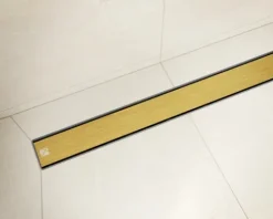 Lineare Edelstahl-Duschrinne für bodengleiche Dusche 40 cm x 6,5 - 61 l/min goldgebürstet