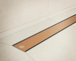 Lineare Edelstahl-Duschrinne für bodengleiche Dusche 40 cm x 6,5 - 61 l/min bronze gebürstet