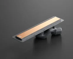 Lineare Edelstahl-Duschrinne für bodengleiche Dusche 40 cm x 6,5 - 61 l/min bronze gebürstet