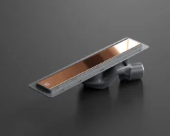 Lineare Edelstahl-Duschrinne für bodengleiche Dusche 40 cm x 6,5 - 61 l/min bronze spiegel
