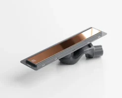 Lineare Edelstahl-Duschrinne für bodengleiche Dusche 40 cm x 6,5 - 61 l/min bronze spiegel