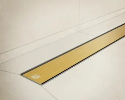 Lineare Edelstahl-Duschrinne für bodengleiche Dusche 60 cm x 6,5 - 61 l/min goldgebürstet