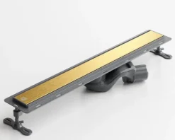 Lineare Edelstahl-Duschrinne für bodengleiche Dusche 60 cm x 6,5 - 61 l/min goldgebürstet