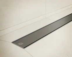 Lineare Edelstahl-Duschrinne für bodengleiche Dusche 40 cm x 6,5 - 61 l/min silber gebürstet