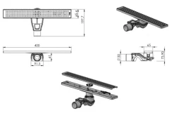Lineare Edelstahl-Duschrinne für bodengleiche Dusche 40 cm x 6,5 - 61 l/min silber gebürstet