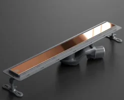 Lineare Edelstahl-Duschrinne für bodengleiche Dusche 60 cm x 6,5 - 61 l/min bronze spiegel
