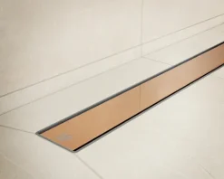 Lineare Edelstahl-Duschrinne für bodengleiche Dusche 60 cm x 6,5 - 61 l/min bronze spiegel