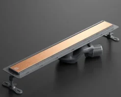 Lineare Edelstahl-Duschrinne für bodengleiche Dusche 60 cm x 6,5 - 61 l/min bronze gebürstet