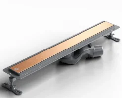 Lineare Edelstahl-Duschrinne für bodengleiche Dusche 60 cm x 6,5 - 61 l/min bronze gebürstet