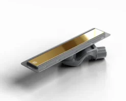 Lineare Edelstahl-Duschrinne für bodengleiche Dusche 40 cm x 6,5 - 61 l/min goldener spiegel