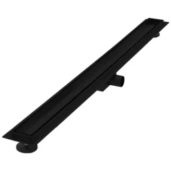 LuxeBath Duschrinne 100 cm 2in1, befliesbar, extra flach, Edelstahl, Schwarz, Doppelseitige Bodenablauf, Komplettset Bodenbefestigung, Duschablauf, Siphon mit Geruchsstop, Haarsieb, Ablaufrinne Dusche