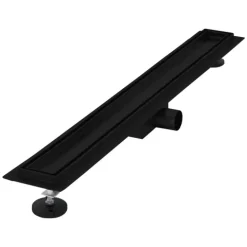 LuxeBath Duschrinne 80 cm 2in1, befliesbar, extra flach, Edelstahl, Schwarz, Doppelseitige Bodenablauf, Komplettset Bodenbefestigung, Duschablauf, Siphon mit Geruchsstop, Haarsieb, Ablaufrinne Dusche