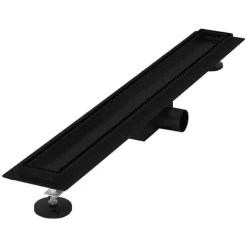 LuxeBath Duschrinne 70 cm 2in1, befliesbar, extra flach, Edelstahl, Schwarz, Doppelseitige Bodenablauf, Komplettset Bodenbefestigung, Duschablauf, Siphon mit Geruchsstop, Haarsieb, Ablaufrinne Dusche