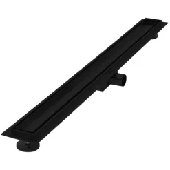 LuxeBath Duschrinne 90 cm 2in1, befliesbar, extra flach, Edelstahl, Schwarz, Doppelseitige Bodenablauf, Komplettset Bodenbefestigung, Duschablauf, Siphon mit Geruchsstop, Haarsieb, Ablaufrinne Dusche