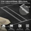 LuxeBath Duschrinne 90cm 2in1, befliesbar, extra flach, Edelstahl, Silber, Doppelseitige Bodenablauf, Komplettset Bodenbefestigung, Duschablauf, Siphon mit Geruchsstop, Haarsieb, Ablaufrinne Dusche