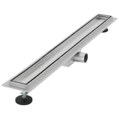 LuxeBath Duschrinne 80cm 2in1, befliesbar, extra flach, Edelstahl, Silber, Doppelseitige Bodenablauf, Komplettset Bodenbefestigung, Duschablauf, Siphon mit Geruchsstop, Haarsieb, Ablaufrinne Dusche