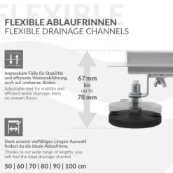 LuxeBath Duschrinne 100cm 2in1, befliesbar, extra flach, Edelstahl, Silber, Doppelseitige Bodenablauf, Komplettset Bodenbefestigung, Duschablauf, Siphon mit Geruchsstop, Haarsieb, Ablaufrinne Dusche