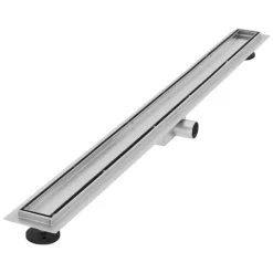 LuxeBath Duschrinne 100cm 2in1, befliesbar, extra flach, Edelstahl, Silber, Doppelseitige Bodenablauf, Komplettset Bodenbefestigung, Duschablauf, Siphon mit Geruchsstop, Haarsieb, Ablaufrinne Dusche