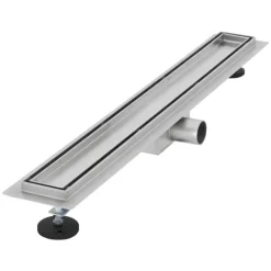 LuxeBath Duschrinne 70cm 2in1, befliesbar, extra flach, Edelstahl, Silber, Doppelseitige Bodenablauf, Komplettset Bodenbefestigung, Duschablauf, Siphon mit Geruchsstop, Haarsieb, Ablaufrinne Dusche