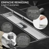 LuxeBath Duschrinne 50 cm 2in1, befliesbar, extra flach, Edelstahl, Silber, Doppelseitige Bodenablauf, Komplettset Bodenbefestigung, Duschablauf, Siphon mit Geruchsstop, Haarsieb, Ablaufrinne Dusche