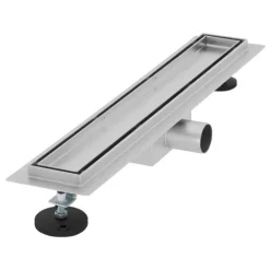 LuxeBath Duschrinne 50 cm 2in1, befliesbar, extra flach, Edelstahl, Silber, Doppelseitige Bodenablauf, Komplettset Bodenbefestigung, Duschablauf, Siphon mit Geruchsstop, Haarsieb, Ablaufrinne Dusche