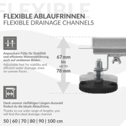 LuxeBath Duschrinne 60 cm 2in1, befliesbar, extra flach, Edelstahl, Silber, Doppelseitige Bodenablauf, Komplettset Bodenbefestigung, Duschablauf, Siphon mit Geruchsstop, Haarsieb, Ablaufrinne Dusche
