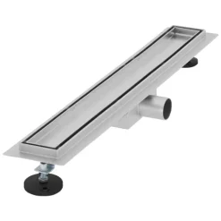 LuxeBath Duschrinne 60 cm 2in1, befliesbar, extra flach, Edelstahl, Silber, Doppelseitige Bodenablauf, Komplettset Bodenbefestigung, Duschablauf, Siphon mit Geruchsstop, Haarsieb, Ablaufrinne Dusche