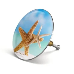 M. ROSENFELD HOME Badewannenstöpsel mit Motiv Seestern - Sea Star - Stöpsel Badewanne 72mm Universal Badewannenstöpsel aus Messing mit Doppel Dichtung