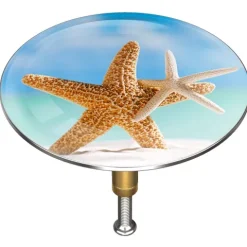 M. ROSENFELD HOME Badewannenstöpsel mit Motiv Seestern - Sea Star - Stöpsel Badewanne 72mm Universal Badewannenstöpsel aus Messing mit Doppel Dichtung