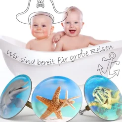 M. ROSENFELD HOME Badewannenstöpsel mit Motiv Seestern - Sea Star - Stöpsel Badewanne 72mm Universal Badewannenstöpsel aus Messing mit Doppel Dichtung