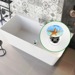 M. ROSENFELD HOME Badewannenstöpsel mit Motiv Seestern - Sea Star - Stöpsel Badewanne 72mm Universal Badewannenstöpsel aus Messing mit Doppel Dichtung