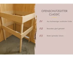 Massivholzsauna Karibu Adelina inkl.9 kW Ofen u.ext.Steuerung mit Dachkranz und bronzierter Ganzglastüre