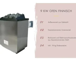 Massivholzsauna Karibu Elea inkl.9 kW Ofen u.ext.Steuerung mit Dachkranz und bronzierter Ganzglastüre
