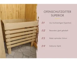 Massivholzsauna Karibu Suma inkl. 9 kW Ofen u.ext.Steuerung mit Ganzglastür aus Klarglas