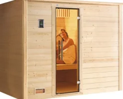 Massivholzsauna Weka Bergen GT Gr.3 inkl. 7,5 kW Ofen u.digitaler Steuerung mit graphitfarbeneer Ganzglastüre