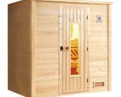 Massivholzsauna Weka Bergen HT Gr.3 inkl. 7,5 kW Ofen u.digitaler Steuerung mit Holztüre und Isolierglas wärmegedämmt