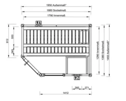 Massivholzsauna Weka Cubilis 1 Eck GTF inkl. 7,5 kW Ofen u.digitaler Steuerung mit Fenster und graphitfarbeneer Ganzglastüre