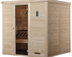 Massivholzsauna Weka Kemi GT Gr.4 inkl. 7,5 kW Ofen u.digitaler Steuerung mit graphitfarbeneer Ganzglastüre