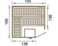 Massivholzsauna Weka Kemi Eck GT Gr.1 inkl. 7,5 kW Ofen u.digitaler Steuerung mit graphitfarbeneer Ganzglastüre