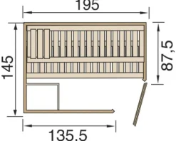 Massivholzsauna Weka Laukkala inkl. 3,6 kW Ofen u.digitaler Steuerung ohne Fenster mit Ganzglastüre aus Klarglas