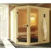 Massivholzsauna Weka Laukala Gr.3 inkl. 7,5 kW Ofen u.digitaler Steuerung mit Fenster und Ganzglastüre aus Klarglas