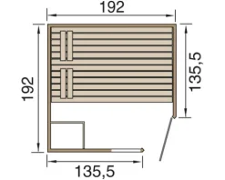 Massivholzsauna Weka Laukala Gr.3 inkl. 7,5 kW Ofen u.digitaler Steuerung mit Fenster und Ganzglastüre aus Klarglas