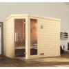 Massivholzsauna Weka Turku Eck GTF Gr.3 inkl. 7,5 kW Ofen u.digitaler Steuerung mit Fenster und graphitfarbeneer Ganzglastüre