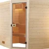 Massivholzsauna Weka Valida Eck GT Gr.3 inkl. 9 kW Ofen u.integr.Steuerung mit Ganzglastüre aus Klarglas
