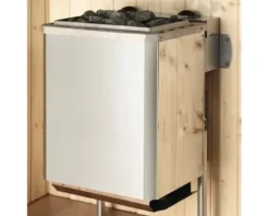 Massivholzsauna Weka Valida Eck GT Gr.3 inkl. 9 kW Ofen u.integr.Steuerung mit Ganzglastüre aus Klarglas